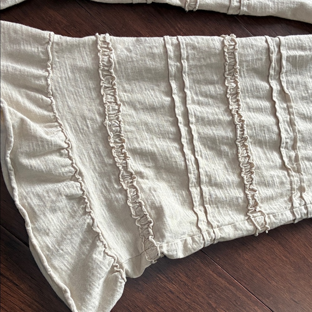 Cream Ruffle Hem Drawstring Pants - image 3